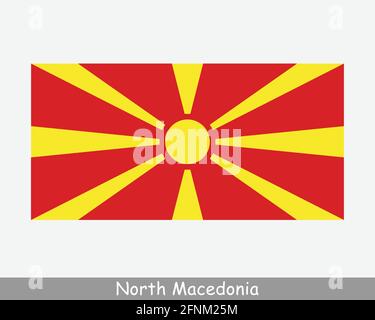 Bandiera nazionale della Macedonia del Nord. Bandiera macedone. Banner dettagliato della Repubblica di Macedonia del Nord. File di taglio dell'illustrazione del vettore EPS Illustrazione Vettoriale