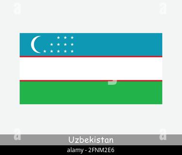 Bandiera nazionale dell'Uzbekistan. Bandiera Uzbeka. Bandiera dettagliata della Repubblica di Uzbekistan. File di taglio dell'illustrazione del vettore EPS Illustrazione Vettoriale