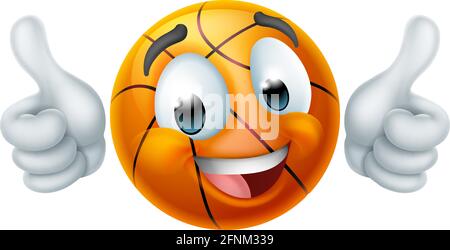 Palla di basket Emoticon viso Emoji Cartoon icona Illustrazione Vettoriale