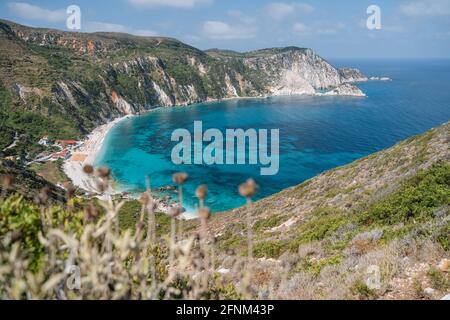 Petani Beach a Cefalonia, Isole IONIE, Grecia Foto Stock