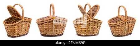 Collezione cestino da picnic isolato su sfondo bianco Foto Stock
