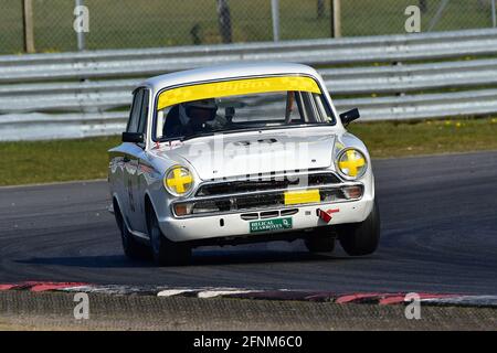 Bob Bullen, Ford Lotus Cortina, Historic Touring Car Championship, Historic Sports Car Club, HSCC, Jim Russell Trophy Meeting, aprile 2021, Snetterton, Foto Stock