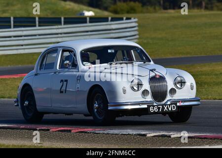 Simon Aldridge, Jaguar Mk1, Historic Touring Car Championship, Historic Sports Car Club, HSCC, Jim Russell Trophy Meeting, aprile 2021, Snetterton, NOR Foto Stock