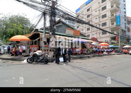 Street cafe a Phnom Penh Cambogia Foto Stock