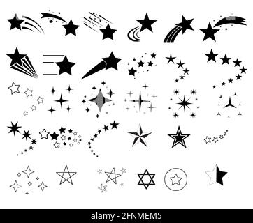icona delle stelle di ripresa su sfondo bianco. simbolo della traccia delle stelle. simbolo della stella. logo stardust falling. stile piatto. Foto Stock