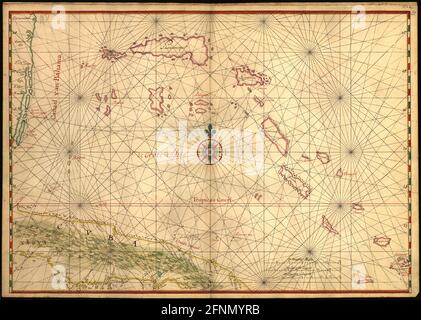 Mappa d'epoca di Cuba e delle Bahamas del 19th secolo. Tutte le mappe sono splendidamente colorate e illustrate mostrando il mondo al momento. Foto Stock