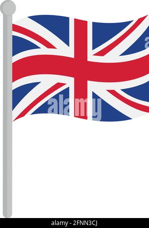 Illustrazione vettoriale della bandiera britannica su un palo Illustrazione Vettoriale