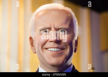 Parigi, Francia. 18 maggio 2021. L'inaugurazione della scultura in cera del presidente degli Stati Uniti Joe Biden al museo delle cere Grevin il 18 maggio 2021 a Parigi, Francia. Foto di Nasser Berzane/ABACAPRESS.COM Credit: Abaca Press/Alamy Live News Foto Stock