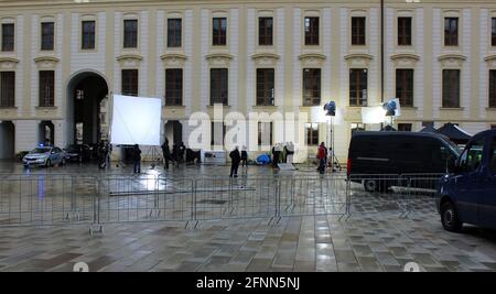 Riprese di Amazon TV Series Jack Ryan ('American James Bond') nel Castello di Praga, Repubblica Ceca, 13 maggio 2021. (Foto CTK/Milos Ruml) Foto Stock