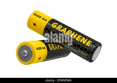 Batterie generiche in grafene isolate su bianco. Rendering 3D Foto Stock