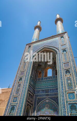 Moschea Masjed-i JaME nella città vecchia di Yazd, Iran. Foto Stock