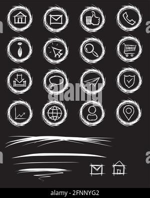 Web Site simboli con sfondo + decorazione del testo - linee divisorie, sottolinea. E-Commerce, negozi web, set di pulsanti personali per la progettazione di home-age. dra manuale Illustrazione Vettoriale