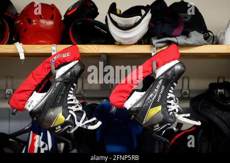 Partita di hockey su ghiaccio. Squadra di hockey. Pattini da ghiaccio. Francia. Foto Stock