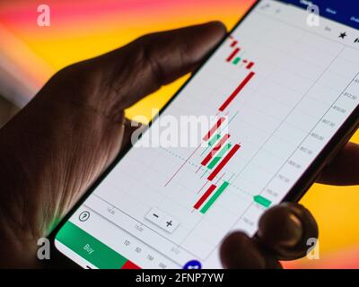 Grafico del mercato azionario per la tranding e gli investimenti in borsa. Foto Stock
