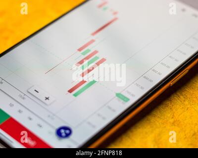 Grafico del mercato azionario per la tranding e gli investimenti in borsa. Foto Stock