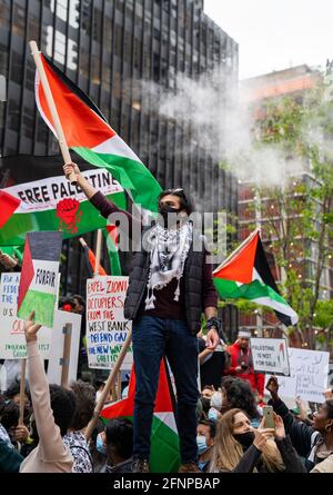 Rally per la Palestina alla luce dei recenti eventi in corso tra Gaza, Palestina e Israele. 11 Maggio 2021 Midtown, NY Foto Stock