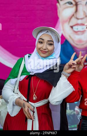Belfast, Regno Unito. 18 maggio 2021: I manifestanti hanno partecipato ad un raduno a sostegno del popolo palestinese Foto Stock