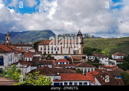 Vista parziale di Ouro Preto, città storica in Brasile Foto Stock