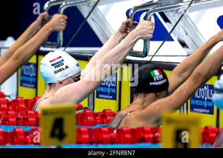 BUDAPEST, UNGHERIA - MAGGIO 18: Tessa Giele dei Paesi Bassi in gara al Campionato europeo di Aquatica femminile di 50m in occasione del campionato europeo di Aquatica LEN che si terrà a Duna Arena il 18 maggio 2021 a Budapest, Ungheria (Foto di Marcel ter Bals/Orange Pictures) Foto Stock