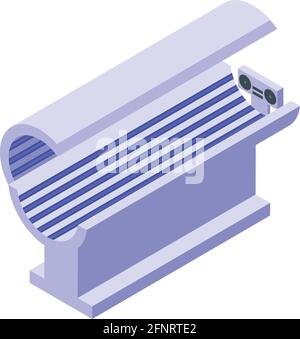 Icona solarium con letto spa. Isometrica del vettore del letto termale del solarium per il disegno di fotoricettore isolato su sfondo bianco Illustrazione Vettoriale