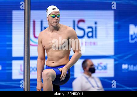 BUDAPEST, UNGHERIA - MAGGIO 17: Danas Rapsys della Lituania che gareggia al Men 400m Freestyle preliminare durante il LEN European Aquatics Championships S. Foto Stock