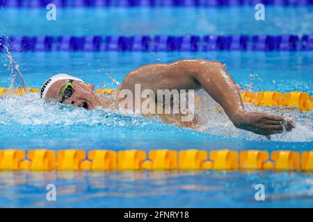 BUDAPEST, UNGHERIA - MAGGIO 17: Danas Rapsys della Lituania che gareggia al Men 400m Freestyle preliminare durante il LEN European Aquatics Championships S. Foto Stock