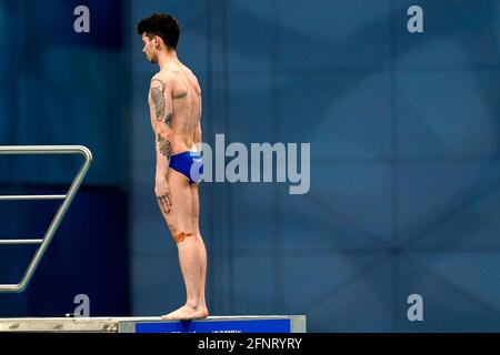 16-05-2021: Zwemmen: Europees Kampioenschap: Boedapest BUDAPEST, UNGHERIA - MAGGIO 16: Vinko Paradzik di Svezia in gara alla finale della piattaforma Men 10m du Foto Stock