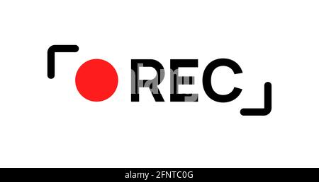 Icona del segno di registrazione. Simbolo di registrazione video della telecamera con logo rosso, icona di registrazione Illustrazione Vettoriale