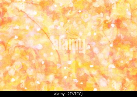 Sfondo di carta marmorizzata arancione giapponese, mescolamento inchiostro naturale, acquerello, suminagashi, arte astratta Foto Stock