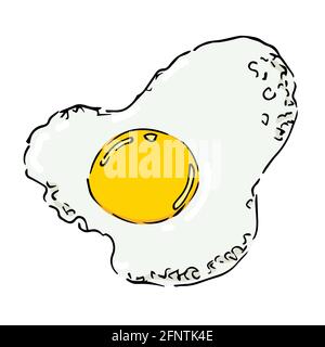 Uovo fritto isolato illustrazione su sfondo bianco Illustrazione Vettoriale