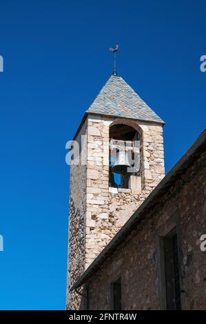 Campanile di Saint-Louis chiesa nella città fortificata di Mont-Louis, Pirenei Orientali (66), regione Occitanie, Francia. E 'stato costruito da Vauban e io Foto Stock