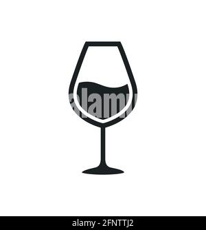 Icona bicchiere di vino. Simbolo del vino rosso pour drink silhouette bevande, bicchiere di vetro Illustrazione Vettoriale