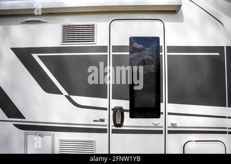 Camper. Primo piano di parti del corpo della casa mobile. Foto Stock