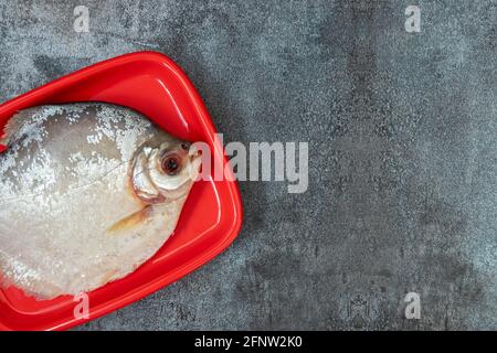 Ancora vita con pesce fresco e ingredienti peruviani per cucinare Foto Stock