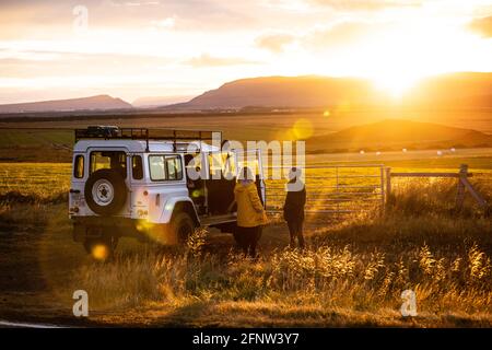 Sunset RoadTrip, Islanda Foto Stock