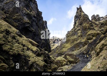 Esplorare gli interni islandesi di 4 x 4 Foto Stock