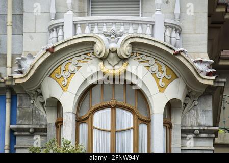 Particolare di una villa Belle epoque a Montreux, Svizzera Foto Stock