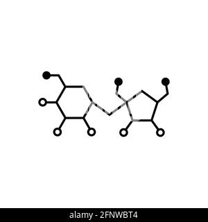 Formula strutturale dello zucchero. Saccarosio, saccarosio. Formula di caramelle chimiche scheletriche. Carboidrati composti da glucosio e fruttosio. Illustri di linea vettoriale Illustrazione Vettoriale