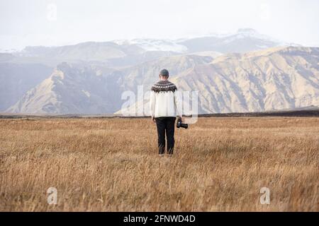 Esplorare gli interni islandesi di 4 x 4 Foto Stock