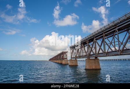 Bahia Honda Railroad Bridge nel Bahia Honda state Park, Florida. Foto Stock