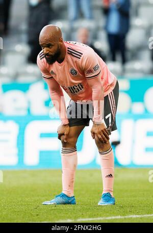 Newcastle, Inghilterra, 19 maggio 2021. Ha deposto David McGoldrick di Sheffield Utd durante la partita della Premier League al St. James's Park, Newcastle. Il credito immagine dovrebbe essere: Darren Staples / Sportimage Credit: Sportimage/Alamy Live News Foto Stock