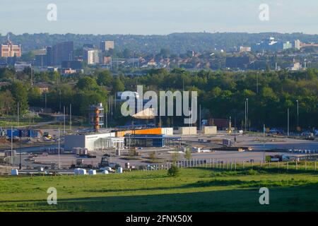 Il nuovo Stourton Park & Ride è in costruzione vicino a Leeds, West Yorkshire, UK Foto Stock