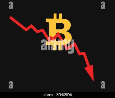 Grafico e diagramma di Dogecoin - la valutazione e il prezzo della valuta digitale stanno diminuendo e diminuendo. Declino, caduta, caduta e discesa di valore e costo Foto Stock