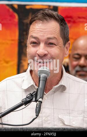 Los Angeles, California, Stati Uniti. 19 maggio 2021. French Stewart partecipa alla Conferenza Stampa per il senatore di Stato Susan Rubio Senato Bill 805, 'Save the Performing Arts Act of 2021' a CASA 0101 Theatre, Los Angeles, CA il 19 maggio 2021 Credit: Eugene Powers/Alamy Live News Foto Stock