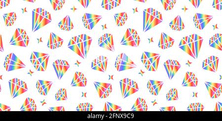 Diamanti con gradiente arcobaleno moderno disegno astratto senza giunture. Forme vettoriali isolate su sfondo bianco. Superficie luminosa. Ampia texture Illustrazione Vettoriale