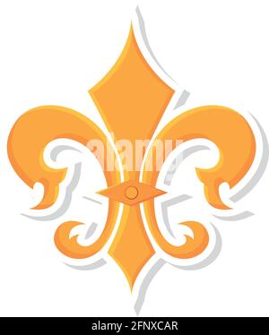 Isolato fleur de lis icona vintage emblema araldico vettore Illustrazione Vettoriale