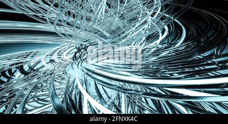 sfondo astratto futuristico neon rotante oggetto geometrico rappresentazione grafica 3d Foto Stock