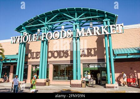 Miami Florida, Aventura Whole Foods Market, ingresso facciata esterna, supermercato negozio di alimentari, Foto Stock