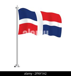Bandiera della Repubblica Dominicana. Bandiera ad onda isolata del Paese della Repubblica Dominicana. Illustrazione vettoriale. Giorno dell'indipendenza. Illustrazione Vettoriale