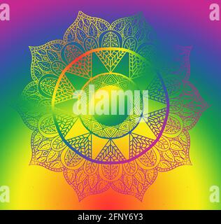 Rainbow mandala design con tema LGBTQ per segni, carta da parati, sito web. Foto Stock